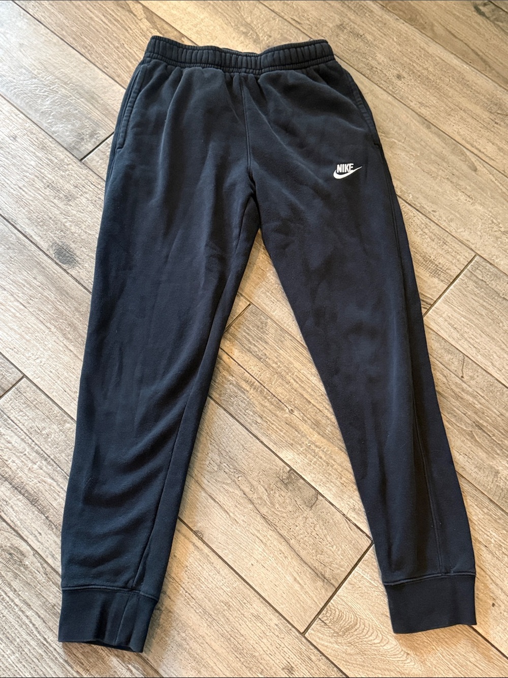 Nike Black Kids Jogger Sweatpants with White Logo, sz XS